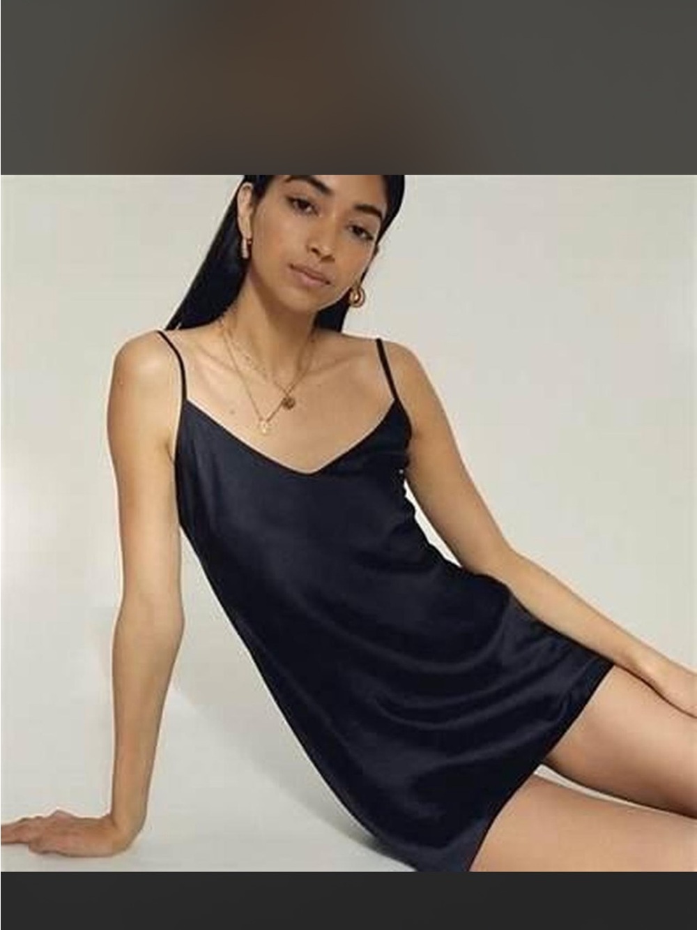 Wilfred Black Satin Mini Slip Dress